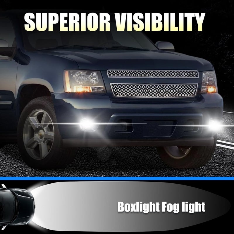 BOXLIGHT LED Fog Lights Compatible with 2007-2014 Chevy Suburban Tahoe, 2007-2013 Avalanche Camaro, 2015-2016 Colorado Silverado, 2007-2016 GMC Acadia Yukon XL Sierra Denali- Left & Right Side - Image 4